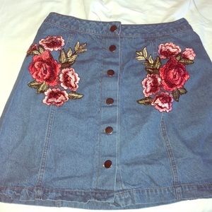 Blue Jean skirt with flowers imprinted